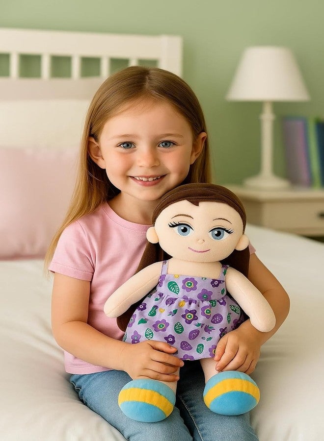 Fun4you Soft Plush Rag Doll, Floral Print Dress, Kids Birthday Gift Toy, Age 2+ (Purple) - Image 5